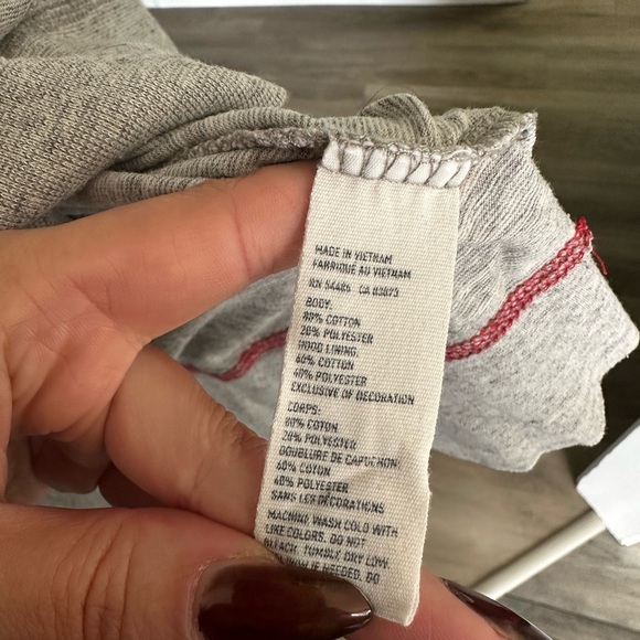 Men’s L Gray Hooded Sweatshirt with Buttons - Picture 3 of 5